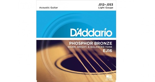 D'Addario EJ16 Phosphor Bronze Acoustic Guitar Strings Light 12-53