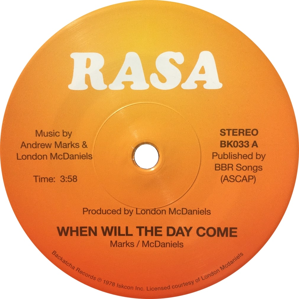 RASA 'When Will The Day Come' / 'Within The Sound' LIMITED 45