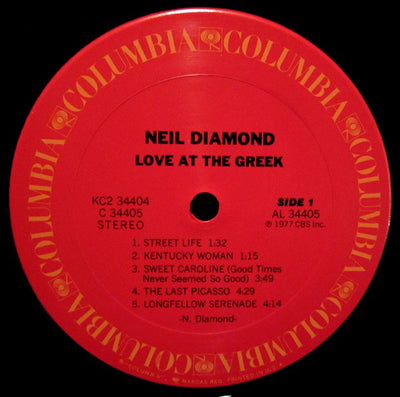 Neil Diamond : Love At The Greek: Recorded Live At The Greek Theatre (2xLP, Album)