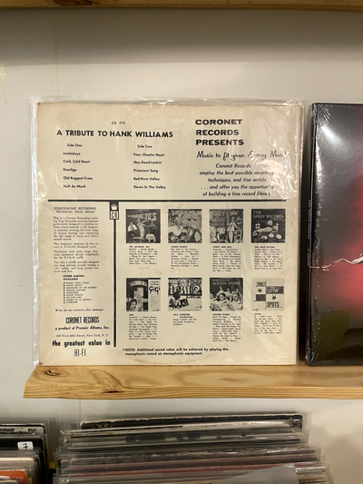 Slim Boyd ‎– A Tribute To Hank Williams, Coronet Records ‎(1962)